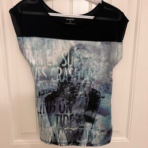Express Black and Blue Women's Graphic Tee